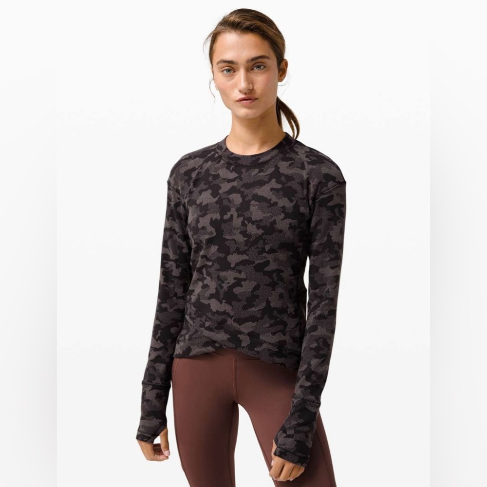 Lululemon Close to Crossing Long Sleeve Heritage Camo Jacquard Black Lunar Rock